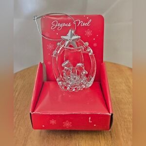 New Joyous Noel Spun Glass Nativity Christmas Ornament in Box NRFB